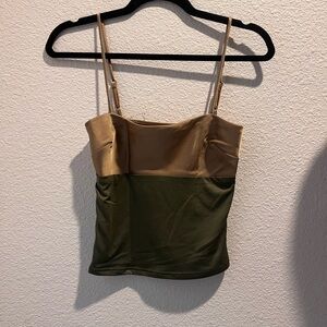 PrettyLittleThing Tan and Green Camisole